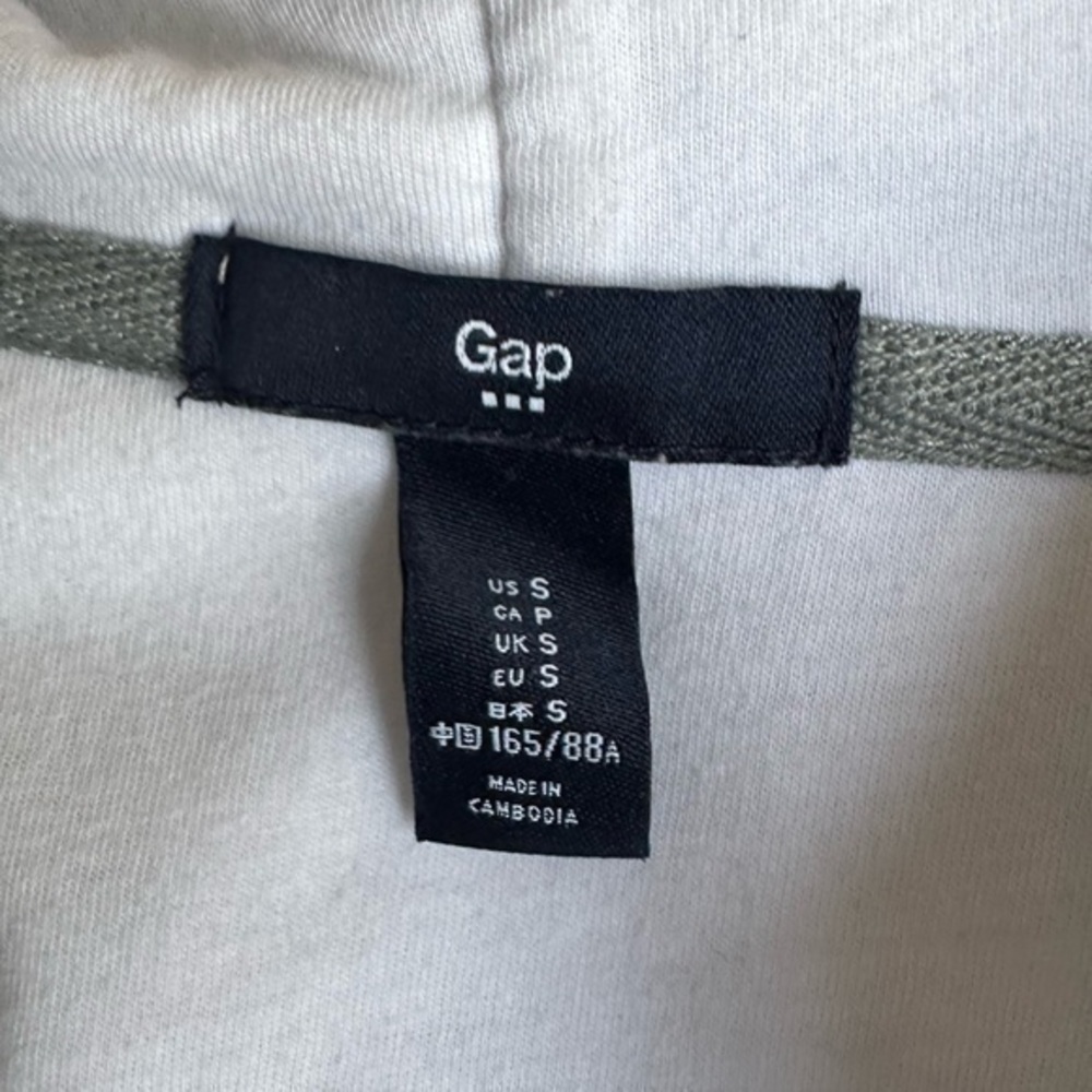 GAP Factory Women's Gray/White Striped Zip Up Logo Hoodie‎ (Small) - Picture 3 of 5